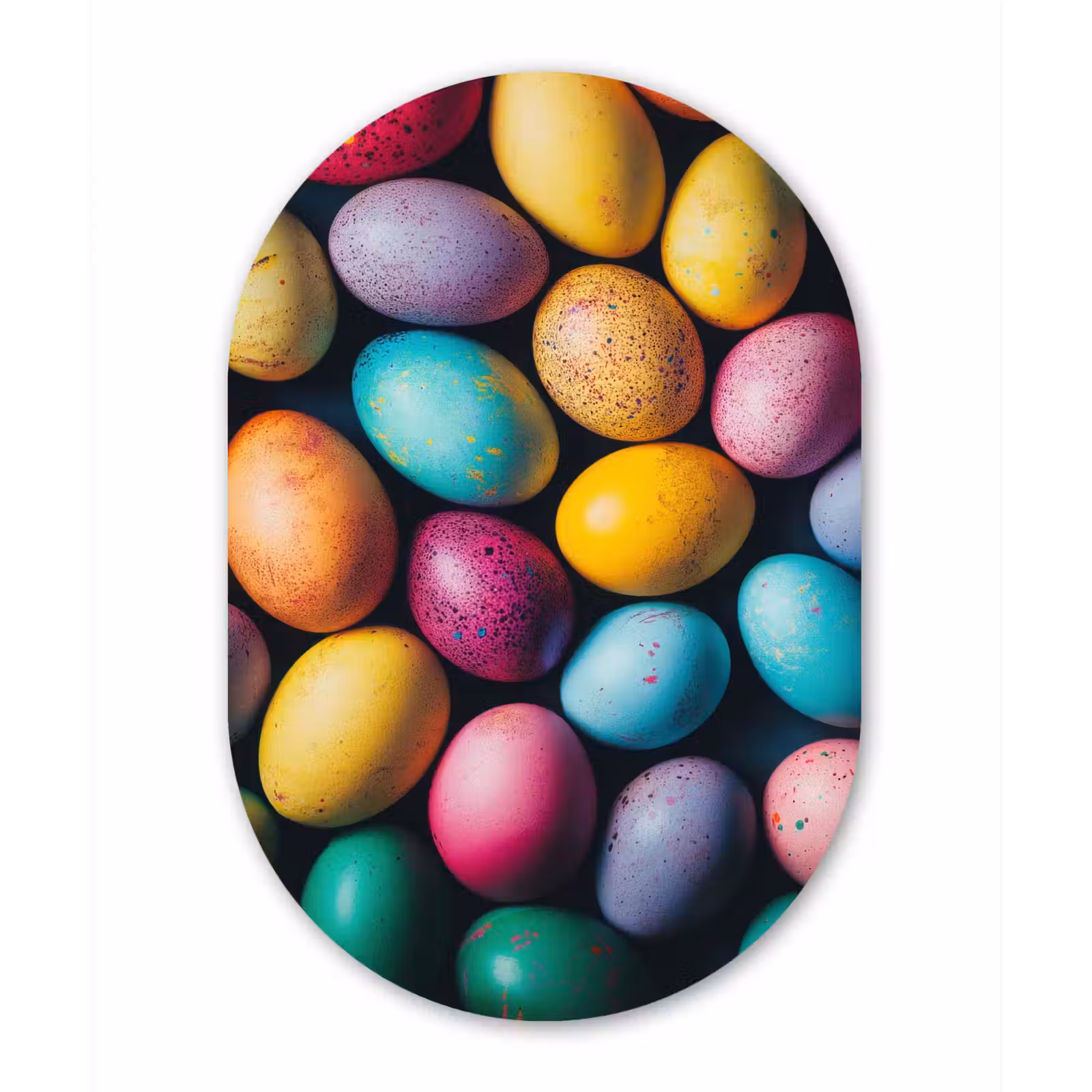 Muurovaal Glas – Kleurrijk - Paaseitjes - Spetters — 1