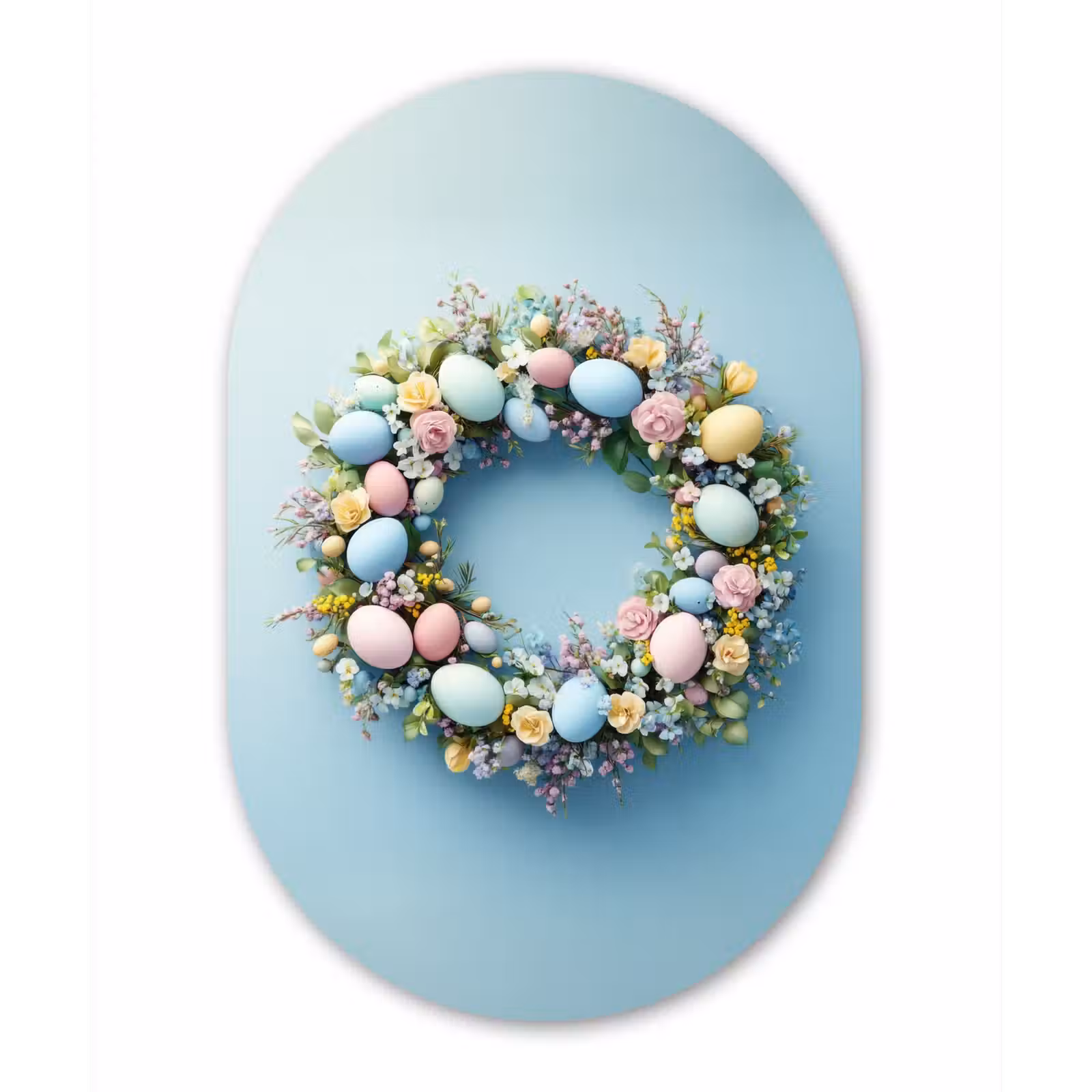 Muurovaal Glas – Krans - Eieren - Bloemen — 1