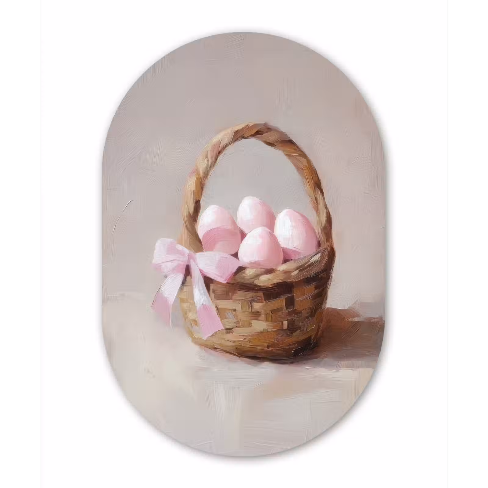 Muurovaal Glas – Mand - Eieren - Roze — 1