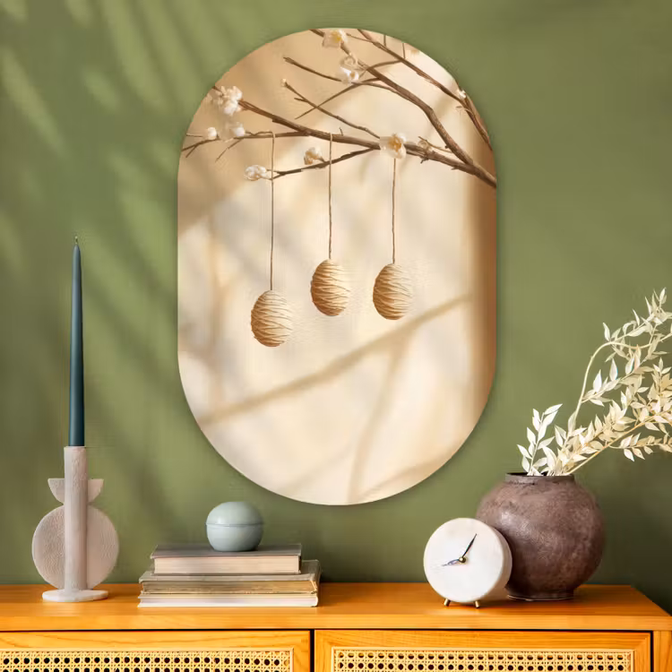 Muurovaal Glas – Beige - Paastak - Eieren — 2