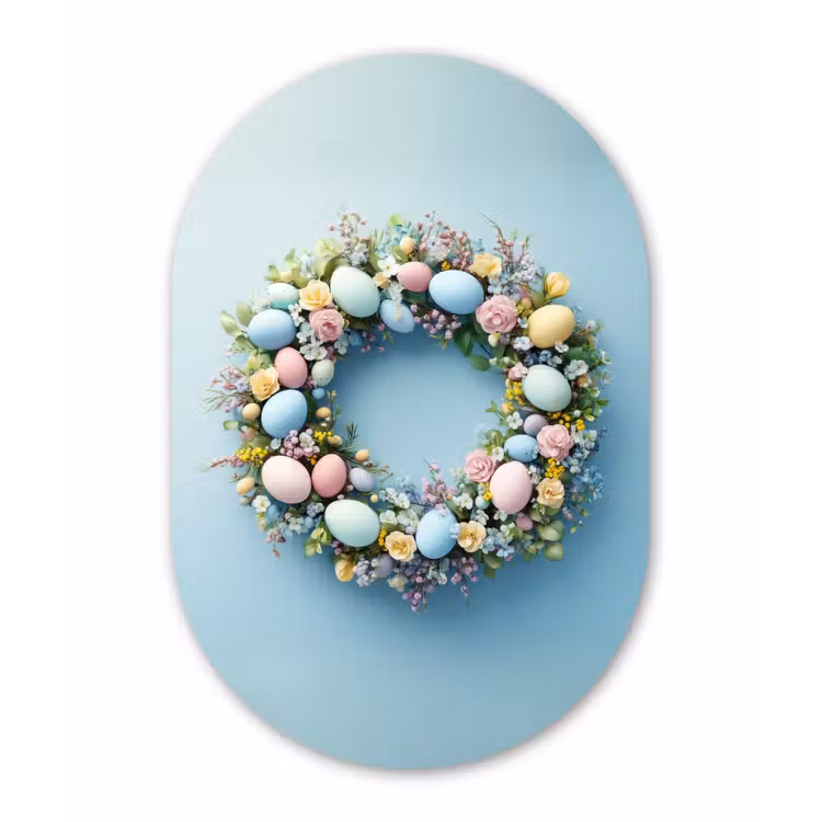 Muurovaal Glas – Krans - Eieren - Bloemen — 1