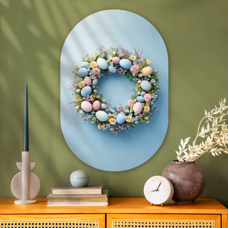 Muurovaal Glas – Krans - Eieren - Bloemen — 2