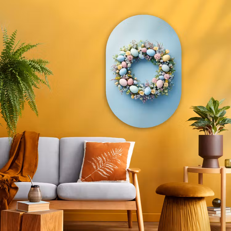 Muurovaal Glas – Krans - Eieren - Bloemen — 3