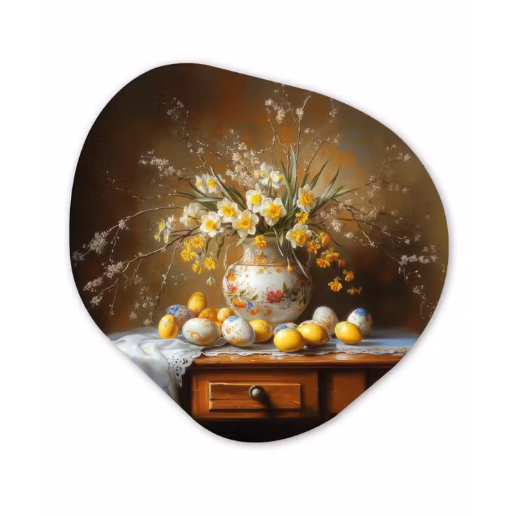 Organisch schilderij – Paaseieren - Stilleven - Vaas — 1
