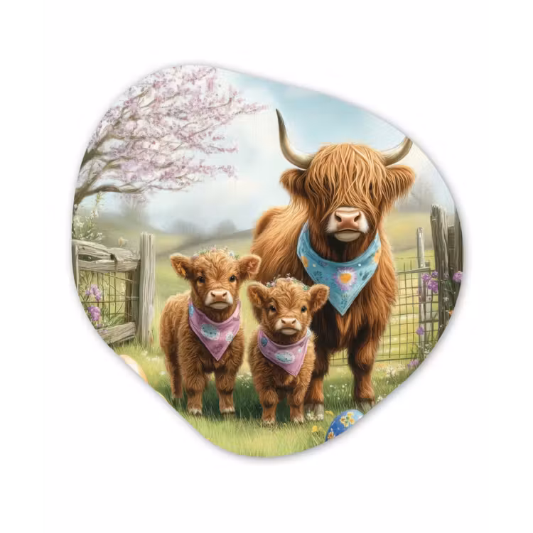 Organisch schilderij – Schotsehooglanders - Paaseieren - Lente — 1