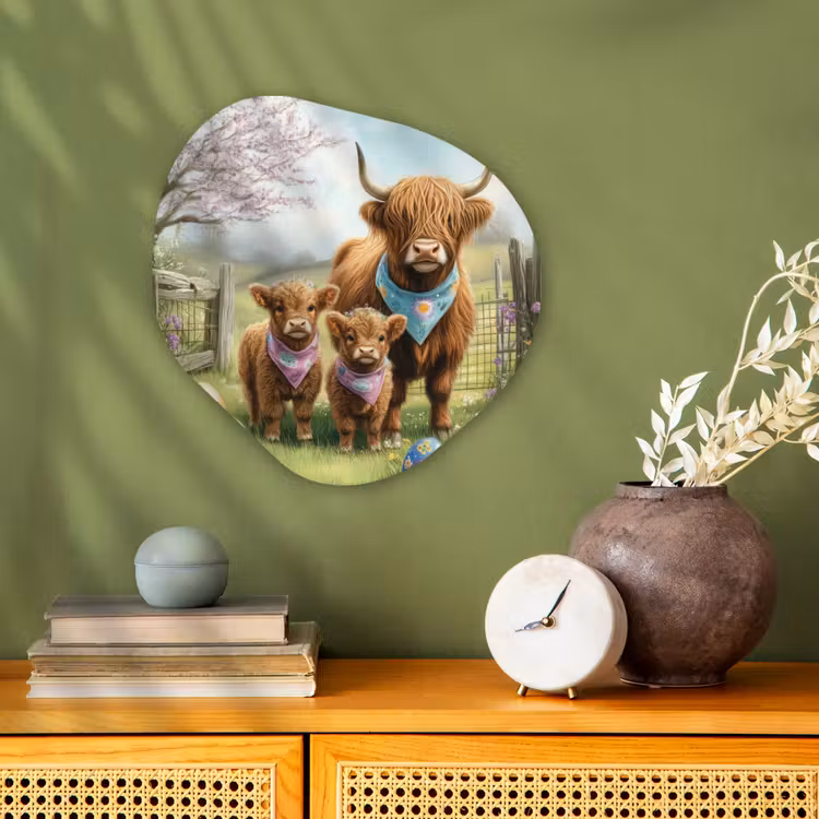 Organisch schilderij – Schotsehooglanders - Paaseieren - Lente — 2