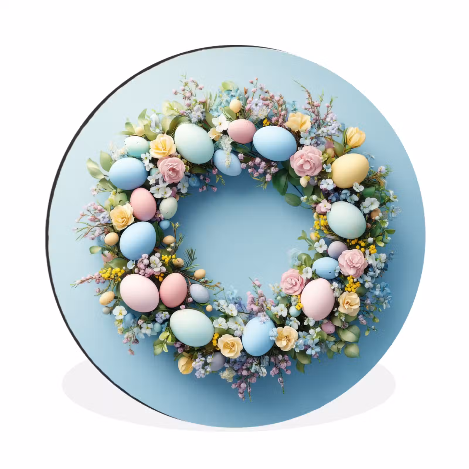 Wandcirkel - aluminium - Krans - Eieren - Bloemen — 1