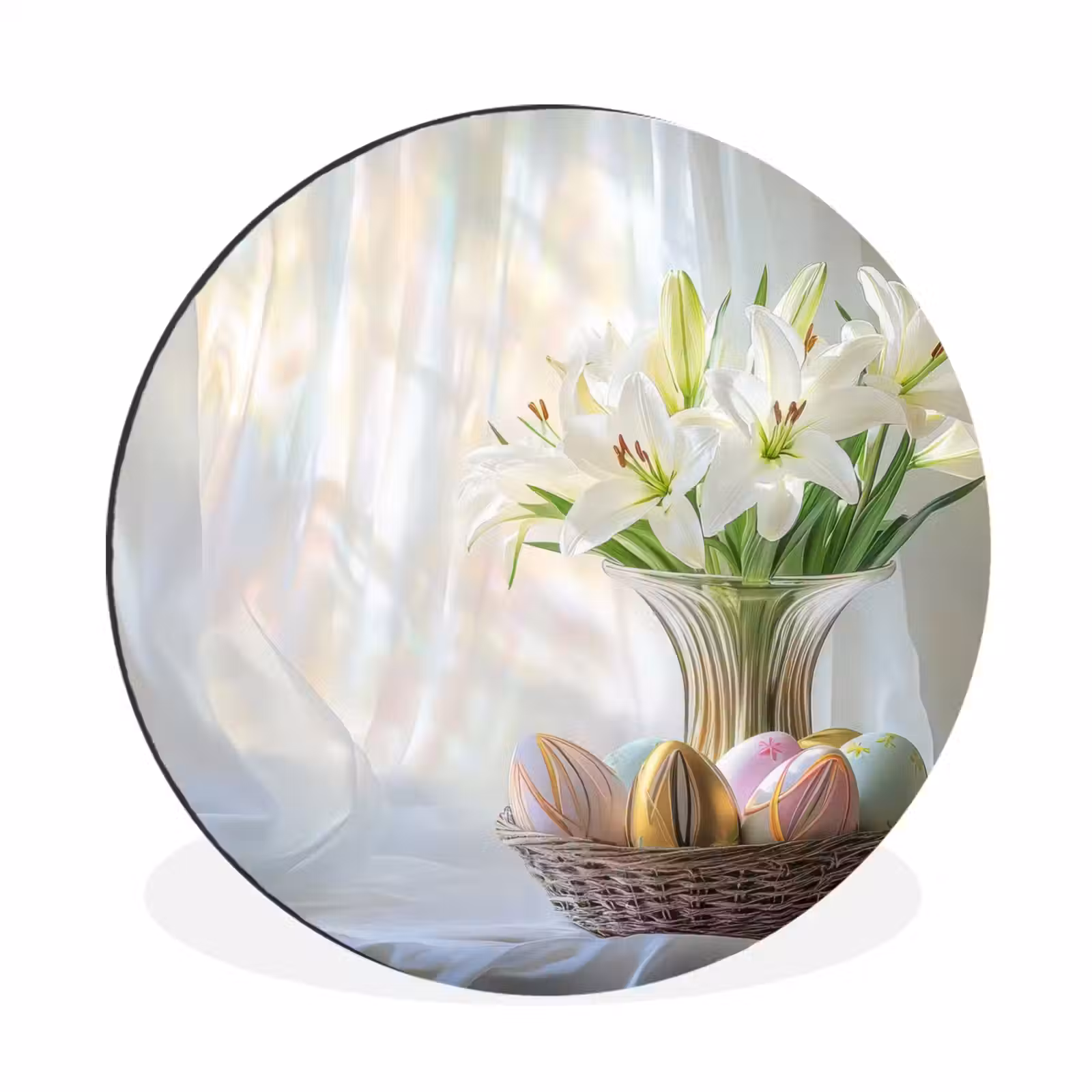 Wandcirkel - aluminium - Vaas - Eieren - Bloemen — 1