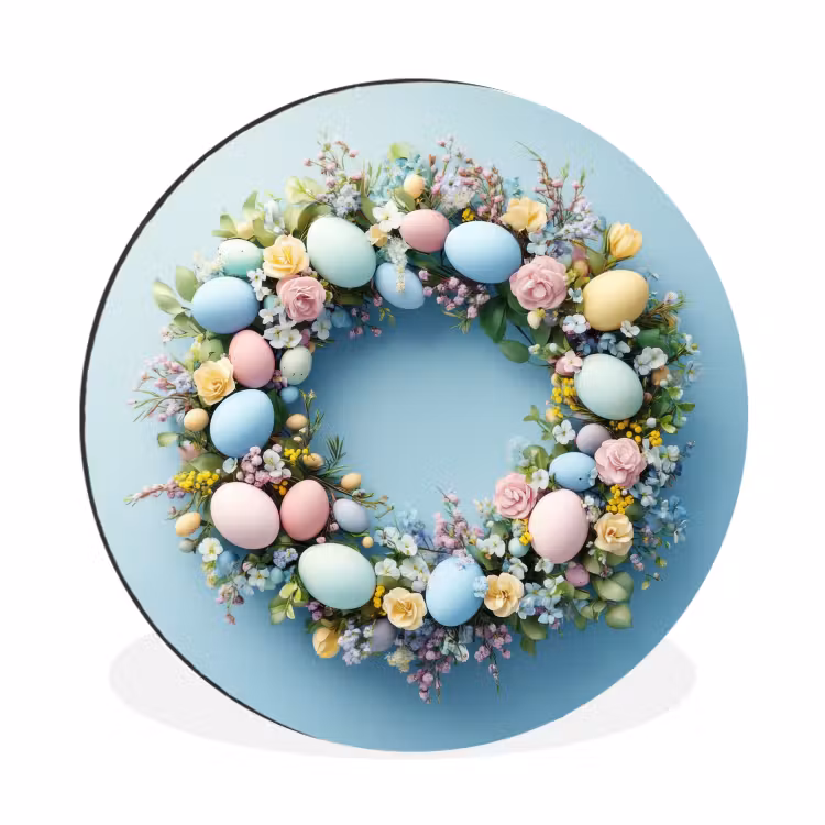 Wandcirkel - aluminium - Krans - Eieren - Bloemen — 1