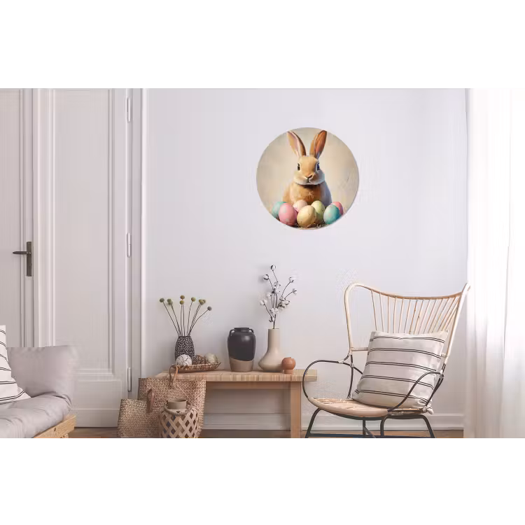 Wandcirkel - aluminium - Paashaas - Pastel - Eieren — 2