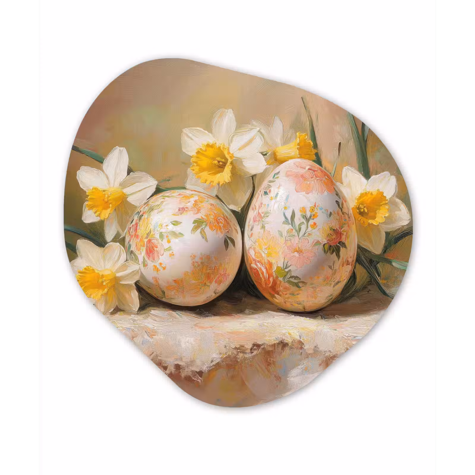 Organisch schilderij – Bloemen - Eieren - Geschilderd — 1