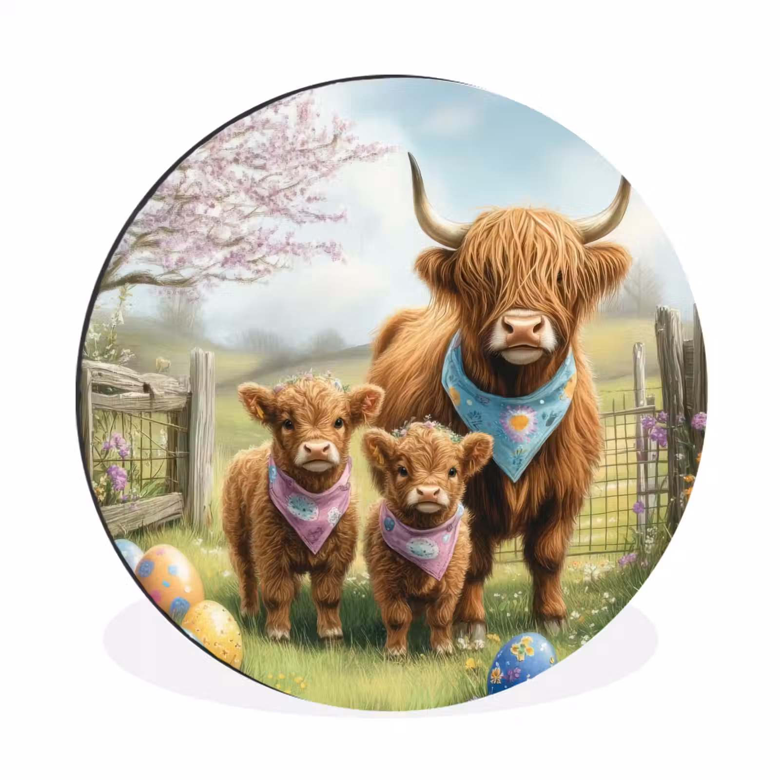 Wandcirkel - aluminium - Schotsehooglanders - Paaseieren - Lente — 1