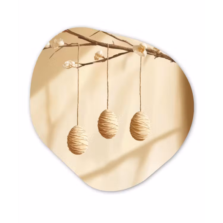 Organisch schilderij – Beige - Paastak - Eieren — 1