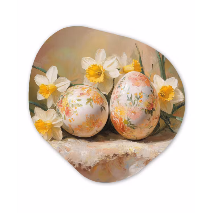 Organisch schilderij – Bloemen - Eieren - Geschilderd — 1