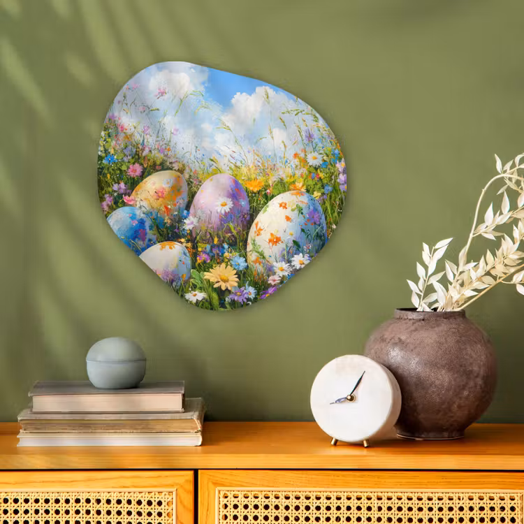 Organisch schilderij – Grasveld - Eieren - Bloemen — 2