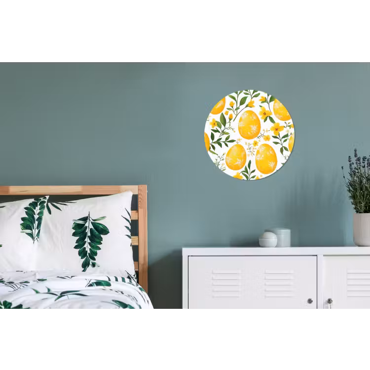 Wandcirkel - aluminium - Bloemen - Paaseieren - Geel — 4