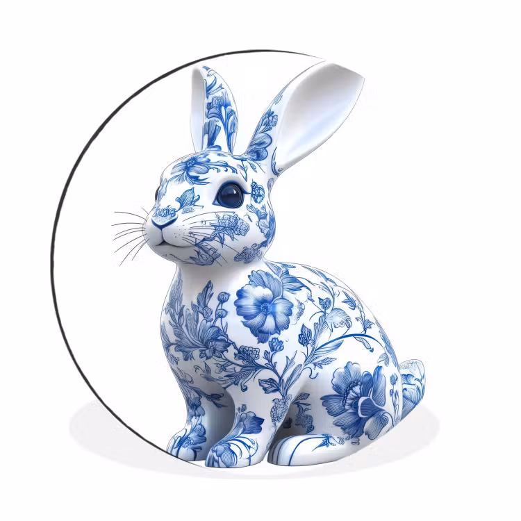 Wandcirkel - aluminium - Delftsblauw - Haasje - Wit — 1