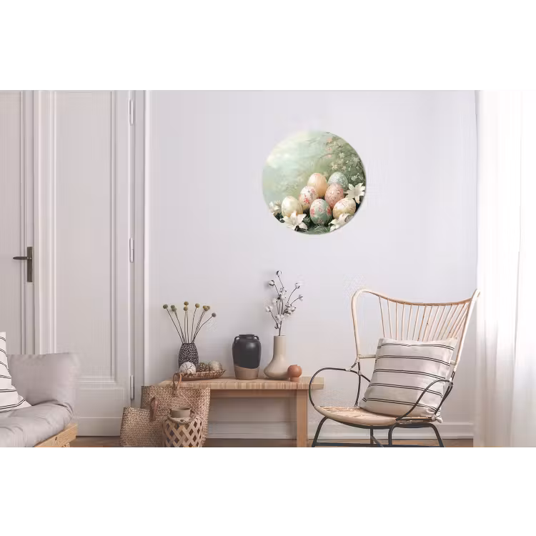 Wandcirkel - aluminium - Paaseieren - Pasteltinten - Bloemen — 2