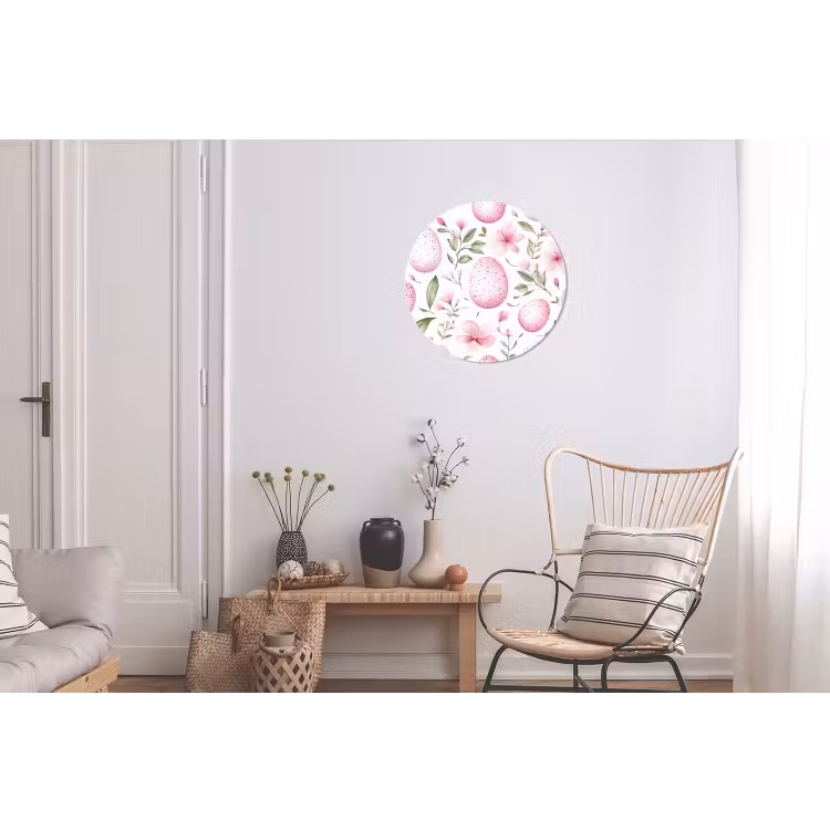 Wandcirkel - aluminium - Patroon - Eieren - Roze - Pasen — 2
