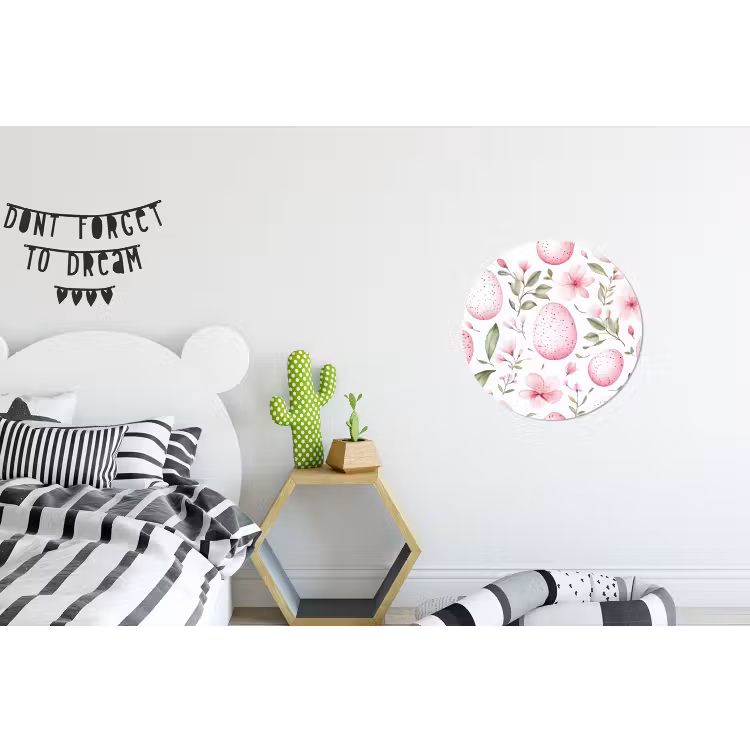 Wandcirkel - aluminium - Patroon - Eieren - Roze - Pasen — 5
