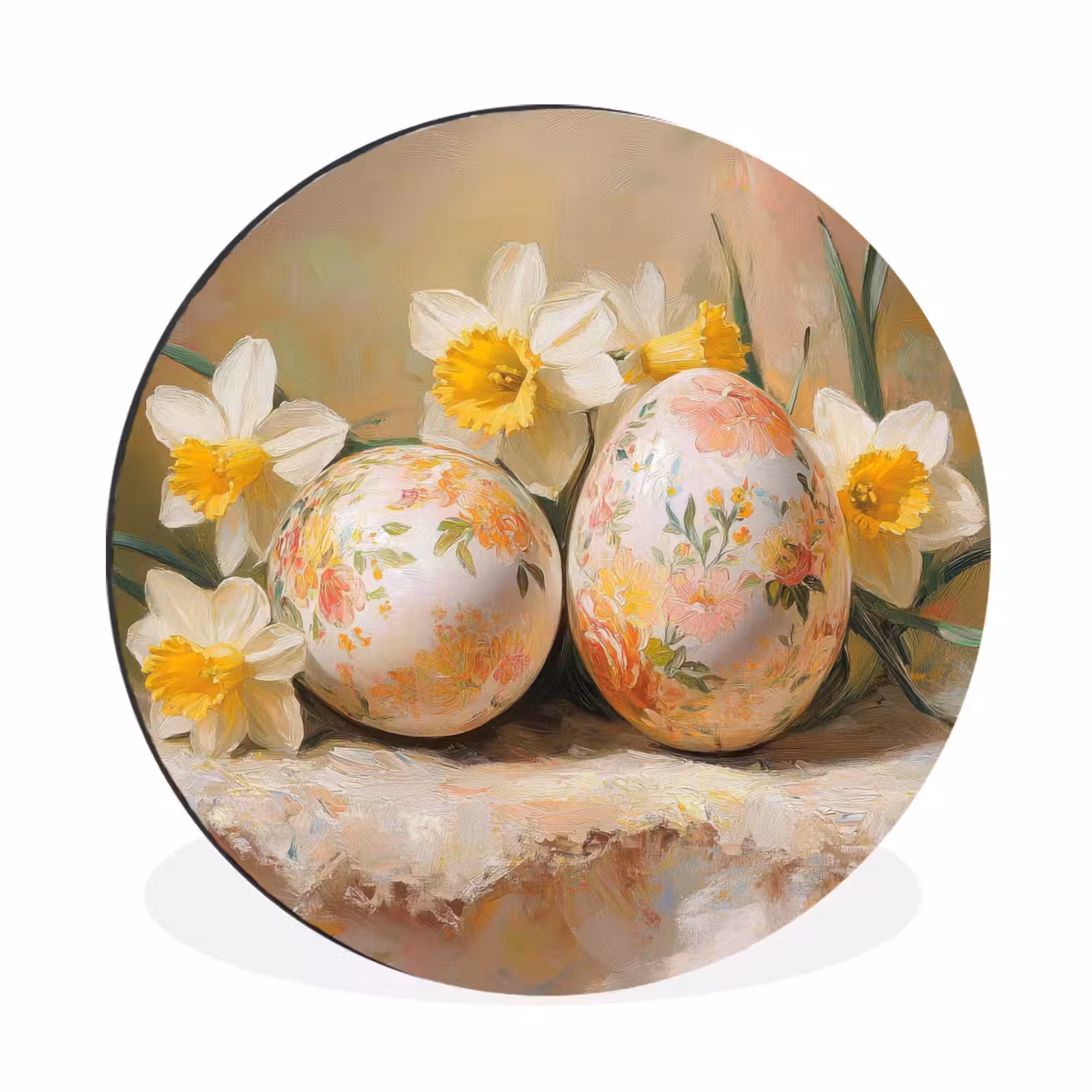 Wandcirkel - aluminium - Bloemen - Eieren - Geschilderd — 1