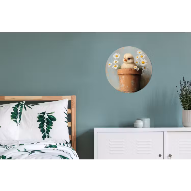Wandcirkel - aluminium - Bloempot - Kuiken - Bloemetjes — 4