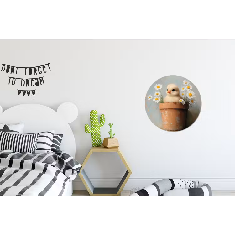 Wandcirkel - aluminium - Bloempot - Kuiken - Bloemetjes — 5
