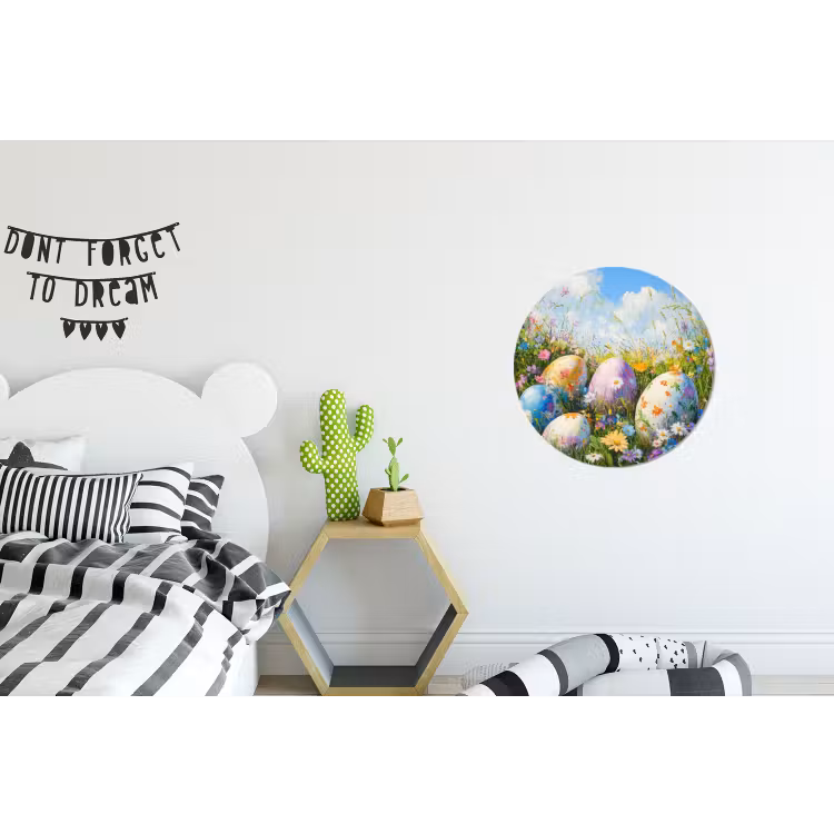 Wandcirkel - aluminium - Grasveld - Eieren - Bloemen — 5