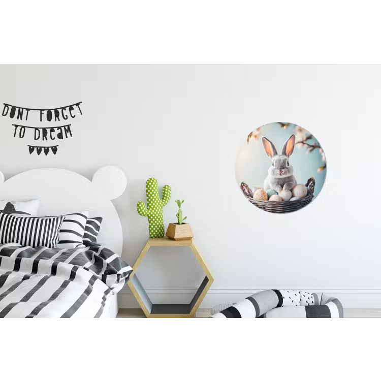 Wandcirkel - aluminium - Konijn - Eieren - Mand — 5