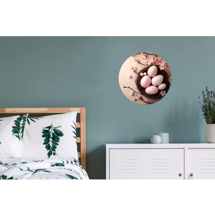 Wandcirkel - aluminium - Roze - Bloesems - Eieren — 4