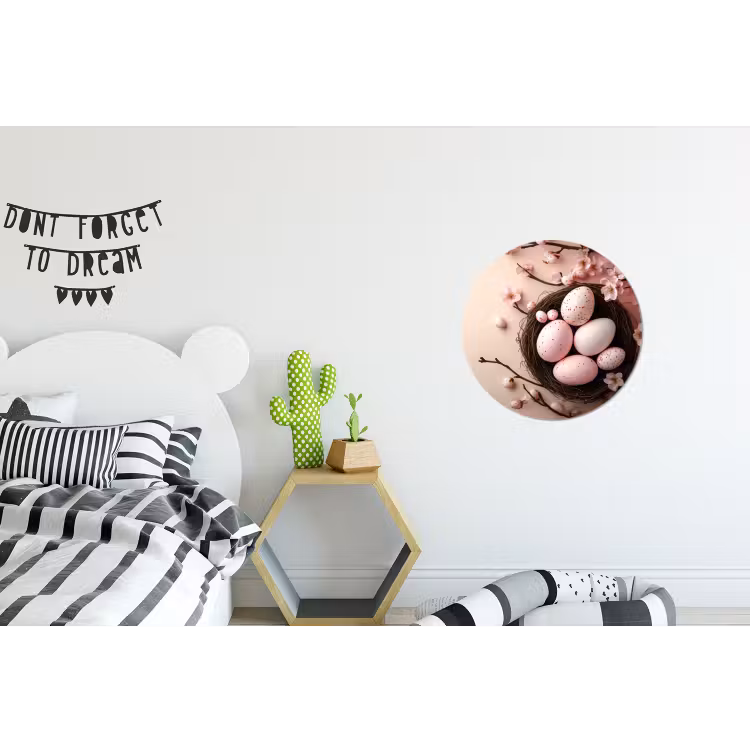Wandcirkel - aluminium - Roze - Bloesems - Eieren — 5