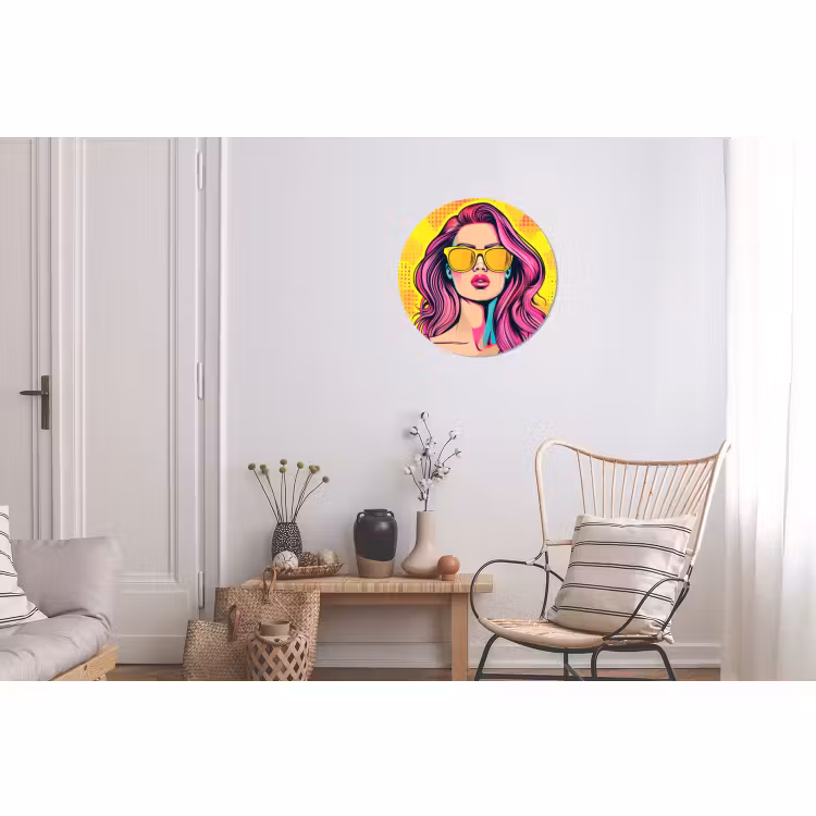 Wandcirkel - aluminium - Zonnebril - Vrouw - Zonnig - Geel — 2