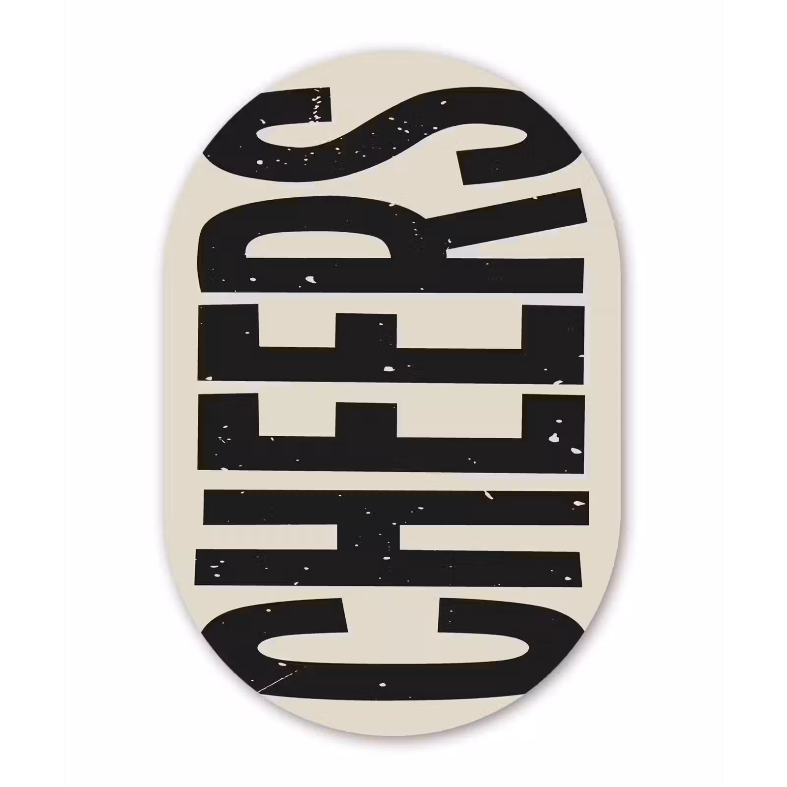 Muurovaal Glas – Cheers - Japandi - Zwart - Letters — 1