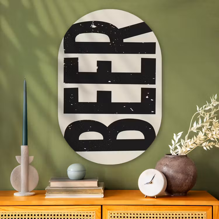 Muurovaal Glas – Beer - Vintage - Zwart - Beige — 2