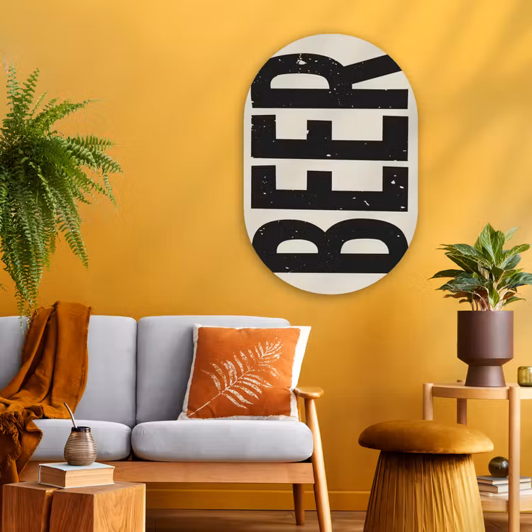 Muurovaal Glas – Beer - Vintage - Zwart - Beige — 3