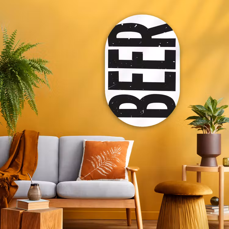 Muurovaal Glas – Bier - Japandi - Decoratie - Zwart — 3