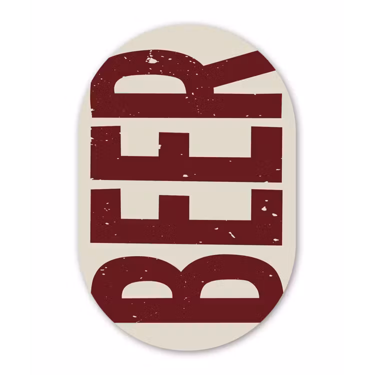 Muurovaal Glas – Japandi - Beer - Red - Retro — 1
