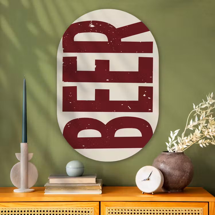 Muurovaal Glas – Japandi - Beer - Red - Retro — 2