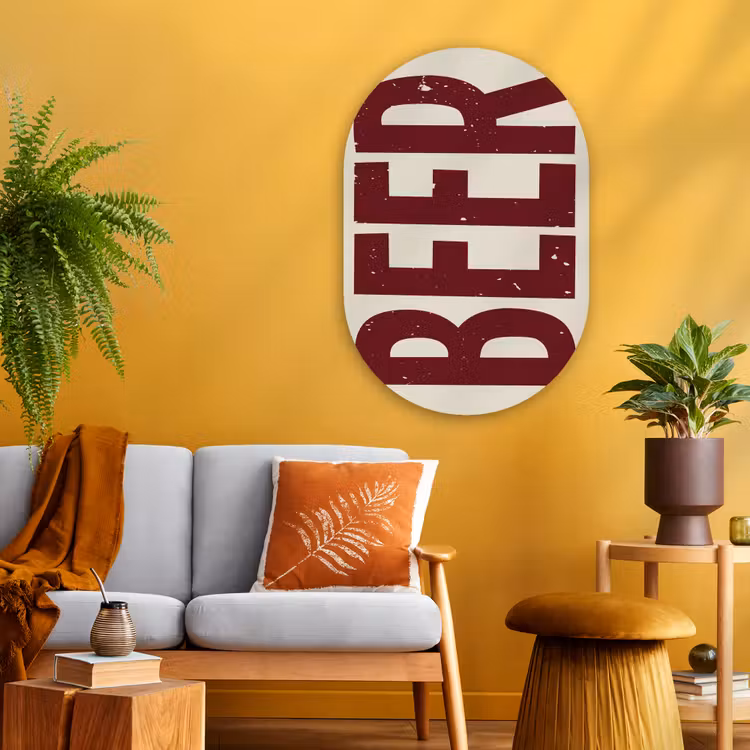 Muurovaal Glas – Japandi - Beer - Red - Retro — 3