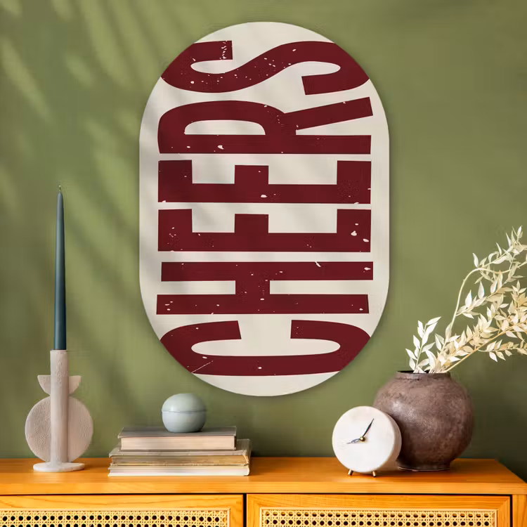 Muurovaal Glas – Red - Cheers - Decoratie - Beige — 2