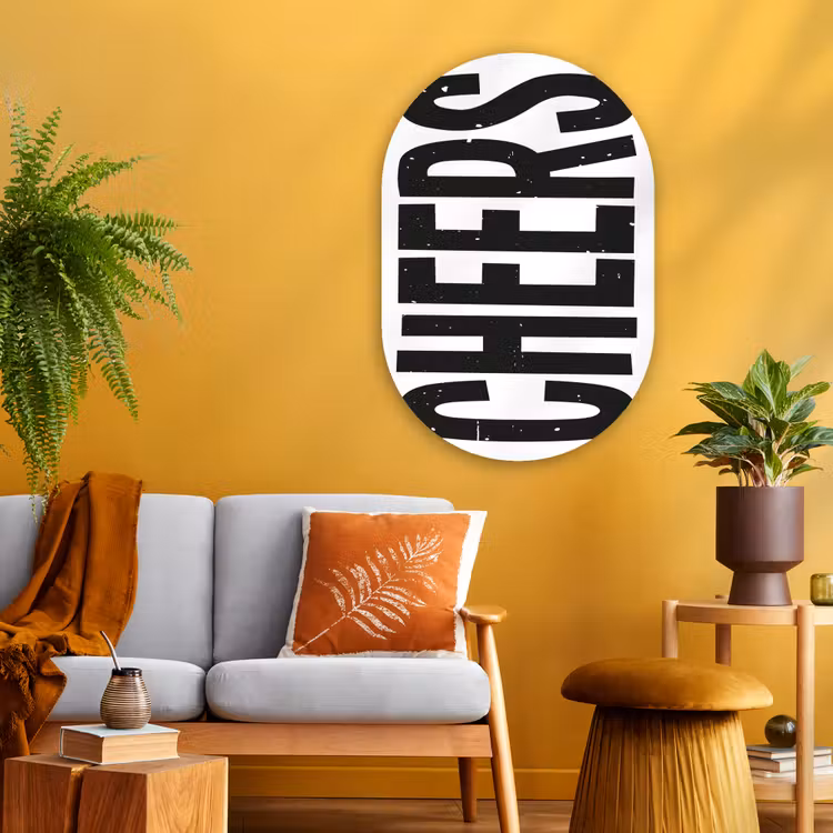 Muurovaal Glas – Retro - Cheers - Zwart - Decoratie — 3