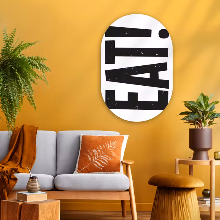 Muurovaal Glas – Decoratie - Eten - Zwart - Wit — 3