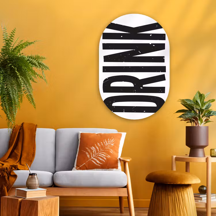 Muurovaal Glas – Drink - Zwart - Wit - Decoratie — 3