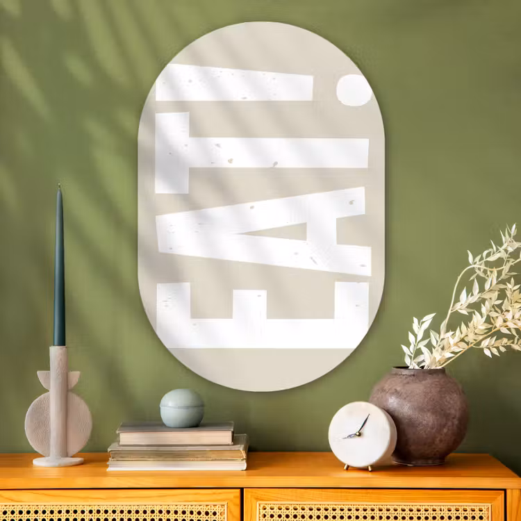 Muurovaal Glas – Eten - Decoratie - Beige - Wit — 2