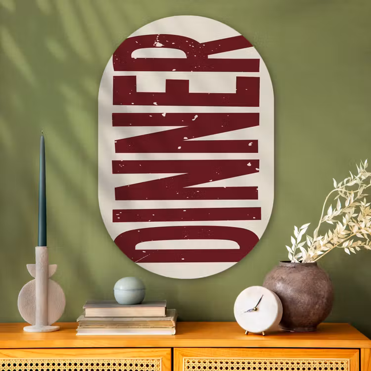 Muurovaal Glas – Eten - Decoratie - Rood - Vintage — 2