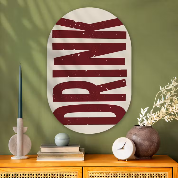 Muurovaal Glas – Rood - Vintage - Decoratie - Japandi — 2