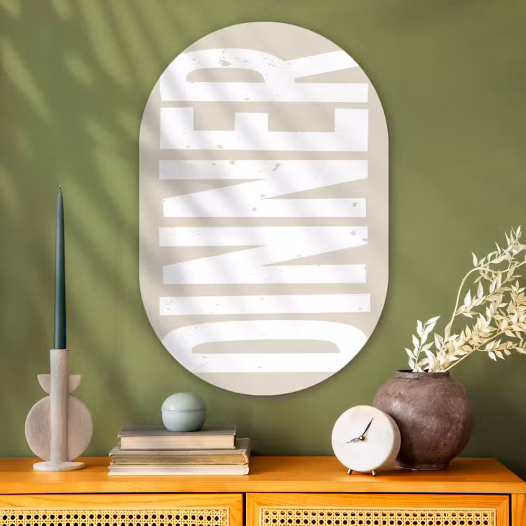 Muurovaal Glas – Vintage - Beige - Japandi - Wit — 2
