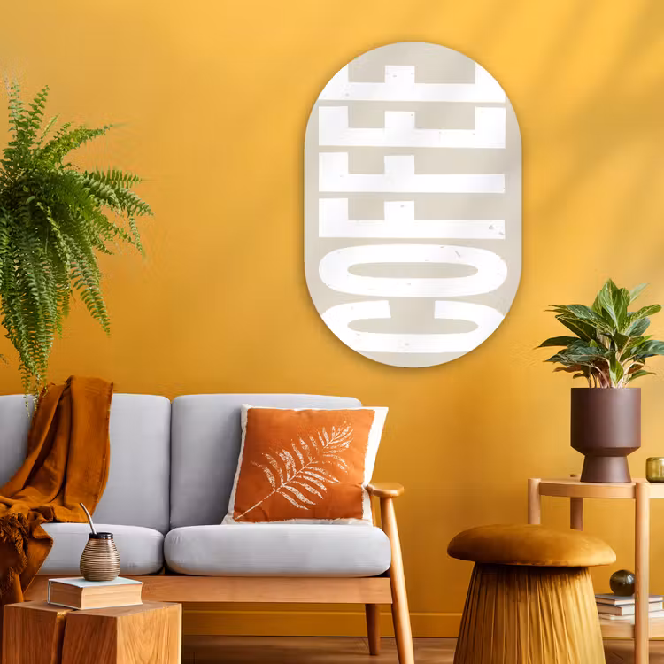 Muurovaal Glas – Wit - Koffie - Vintage - Decoratie — 3