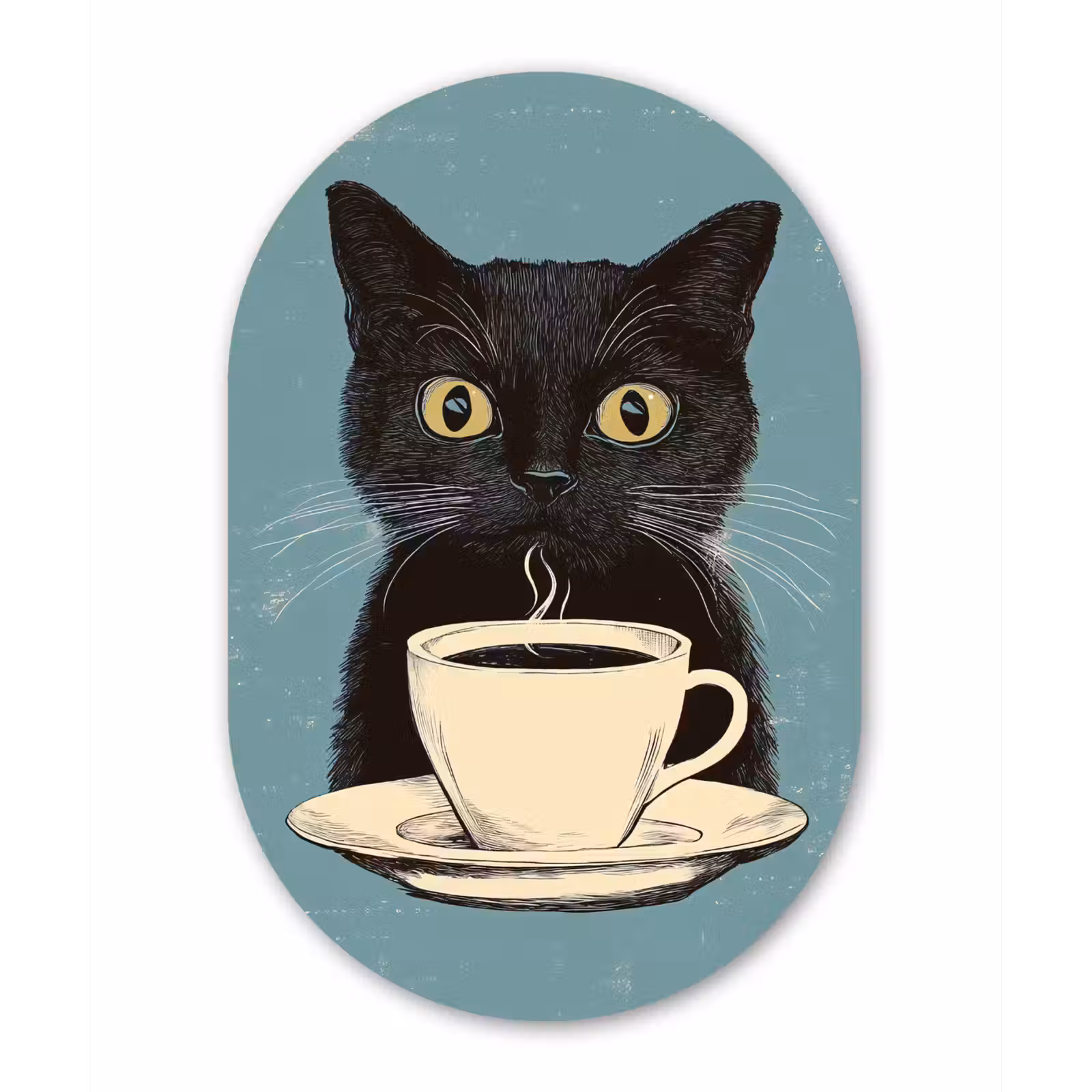 Wandoval Glas – Kat - Zwart - Koffie - Minimalistisch — 1