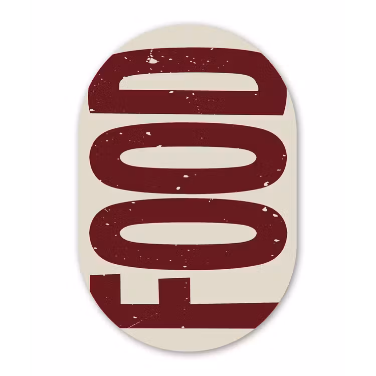 Muurovaal Glas – Eten - Japandi - Rood - Decoratie — 1